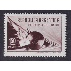 ARGENTINA 1939 GJ 838 ESTAMPILLA FONOPOSTAL CON VARIEDAD NO CATALOGADA RAYAS VERTICALES NUEVA MINT U$ 106 +